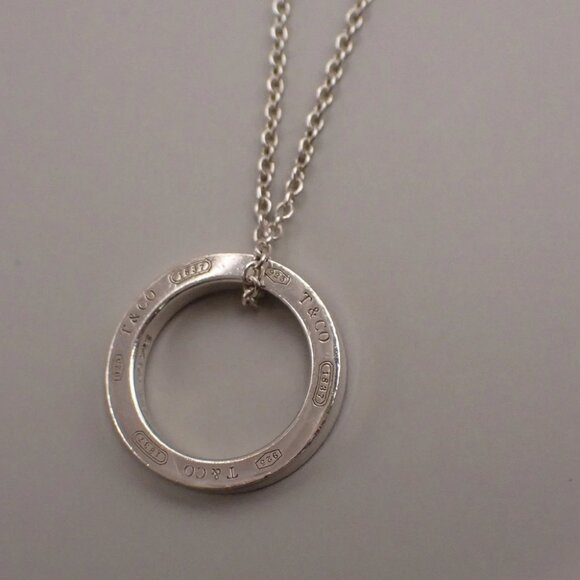 Tiffany & Co. Logo 1837 Circle Chain Necklace Pendant Ag 925 Silver 02YH711 - Picture 2 of 10